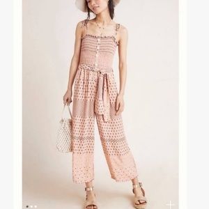 Faithfull the brand x Anthropologie light pink paisley wide leg jumpsuit size M
